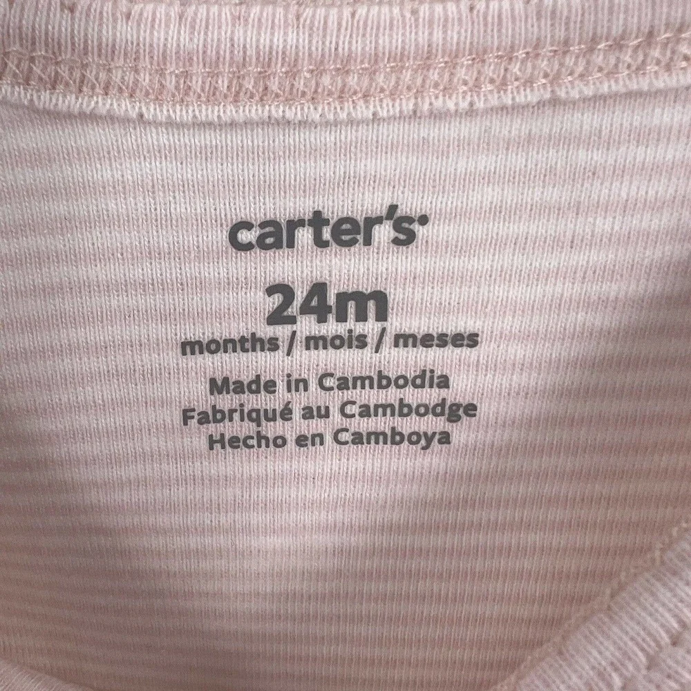 Carters Two Pack Long‎ Sleeve Pink Bodysuit 24 Month New